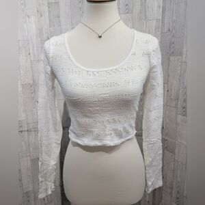 EXPRESS white crop top with long sleeves size small